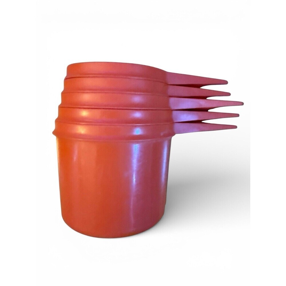 Vintage Set Of 5 Orange Tupperware Measuring Cups - Picture 2 of 7